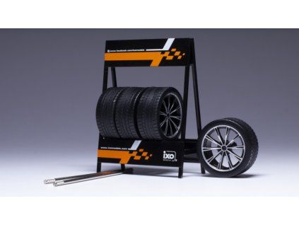 0074424 set 4 wheels rs3 black silver 1 18