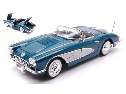 0069612 chevrolet corvette 1958 blue silver 1 18