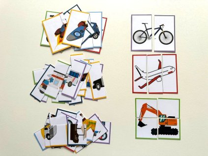 Obrázková skládanka, puzzle pro malé děti, doprava