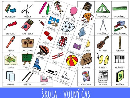 Komunikační kartičky, piktogramy 13. škola, volný čas