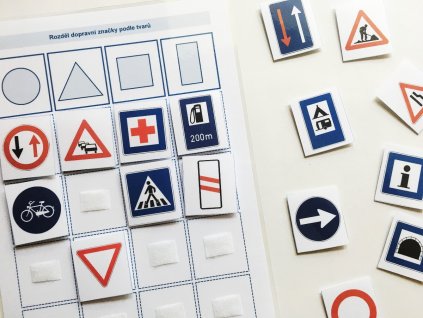 Geometricke tvary dopravni znacky, strukturovaný úkol pro děti s autismem
