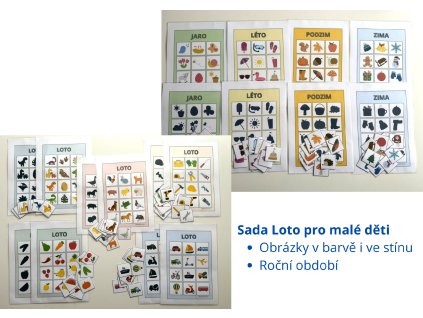 Loto pro malé děti -  velká sada, obrázky v barvě i ve stínu + roční období