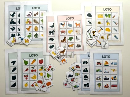 Obrázkové loto pro malé děti, laminovaná pomůcka, autismus a dysfázie