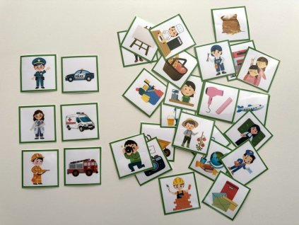 Obrázkové kartičky pro nejmenší - povolání. Výuková pomůcka pro děti s autismem a problémy s řečí.