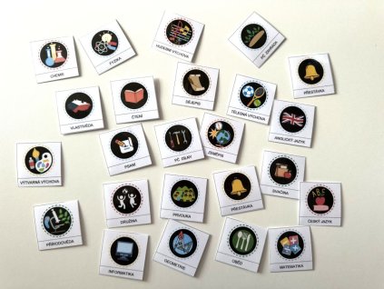 Školní režim s obrázky - předměty, piktogramy