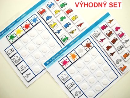 Barvy, logická tabulka strukturovaný úkol pro děti s autismem