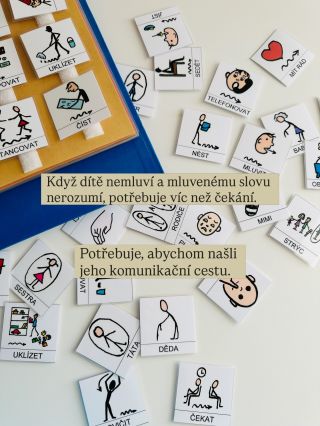 Ne vždy jde o to, aby dítě začalo mluvit. Někdy je první krok jinde, aby mělo jak říct, co potřebuje. Náhradní komunikace...
