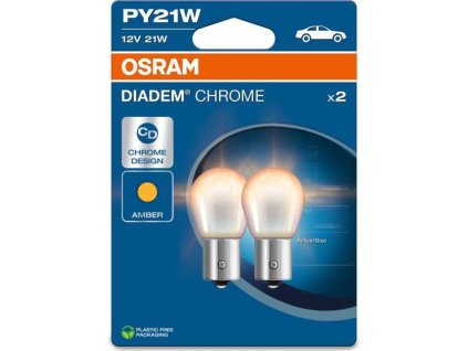 OSRAM 12V PY21W (BAU15S) 12V Diadem chrome (2ks) oranžová Duo-blister