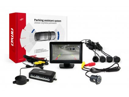 Asistenty parkovania LCD 4,3” s kamerou CAM-308 LED, 4-senzorové čierne