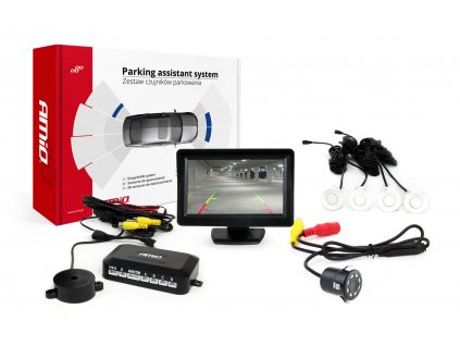 Asistenty parkovania LCD 4,3” s kamerou CAM-308 LED, 4 senzorové biele