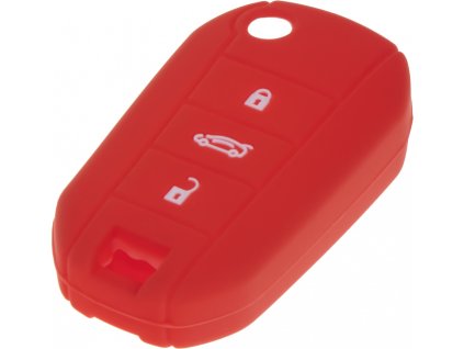 Silikónový obal pre kľúč Peugeot, Citroën, 3-tlačidlový, červený