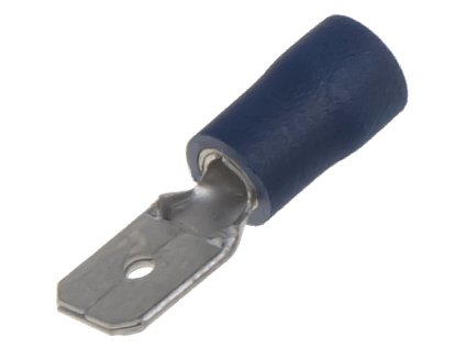 Zástrčka plochá 6,3 mm modrá, 100 ks