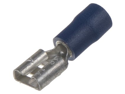 Objímka plochá 6,3 mm modrá, 100 ks