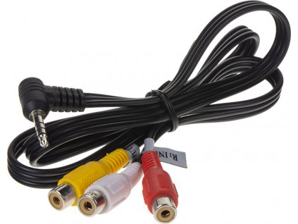 RCA audio / video kábel, 0,8m s predĺženým Jack 3,5mm konektorom