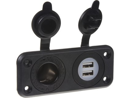 dvojitá zásuvka do panelu 1x CL + 2x nabíjačka USB vodeodolná