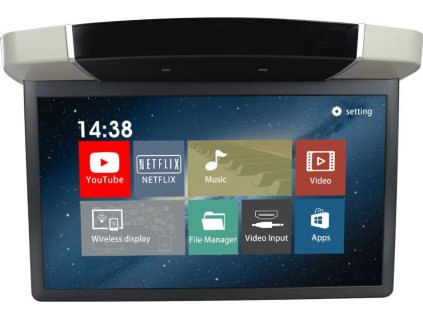 Stropný LCD monitor 15,6 &quot;šedý s OS. Android HDMI / USB, diaľkové ovládanie so snímačom pohybu