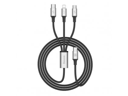 Kábel USB-C BASEUS 3v1 Lightning / Micro 3A 1,2 m čierny