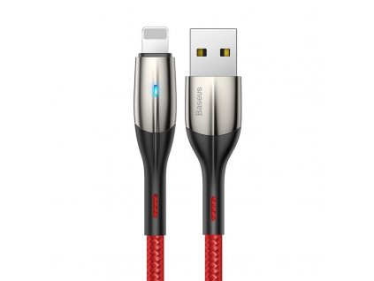 Kábel USB Lightning s LED diódov Baseus Horizontal, červený, 100 cm 2,4A