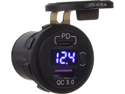 USB nabíjačka QC3.0 + USB-C, digitálny voltmeter do panelu