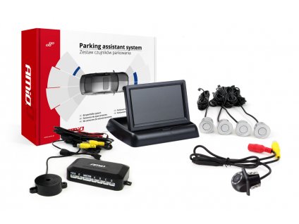Asistenty parkovania TFT02 4,3" s kamerou HD-305-LED 4-senzorové, strieborné