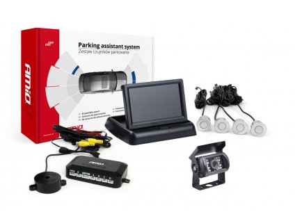 Asistenty parkovania TFT02 4,3" s kamerou HD-501-IR 4-senzorové, strieborné