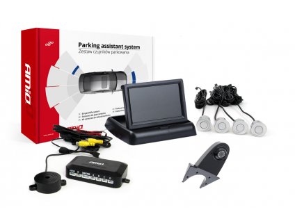 Asistenty parkovania TFT02 4,3" s kamerou HD-502-IR 4-senzorové, strieborné