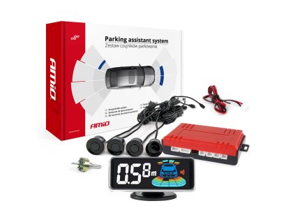 Parkovací asistent LED-GRAF 3D 4-senzorový čierný
