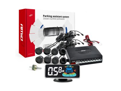 Parkovací asistent LED-GRAF 3D 8-senzorové čierne