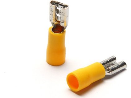 Objímka plochá 6,3 mm žltá, 100 ks