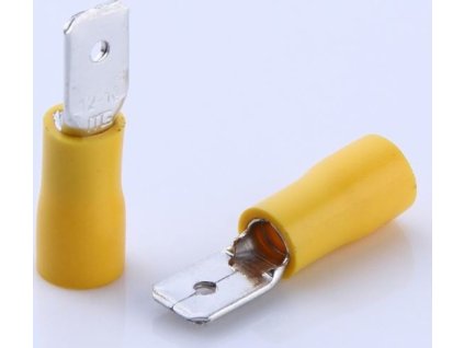 Zástrčka plochá 6,3 mm žltá, 100 ks