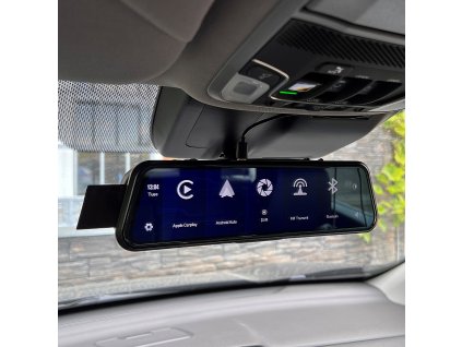 Monitor 9,66&quot; s Apple CarPlay, Android auto, Bluetooth, Dual DVR v zrkadle pre montáž na zrkadlo