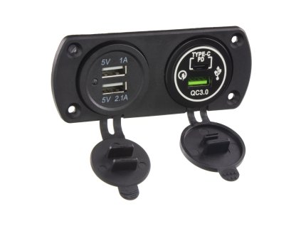 Dvojitá zásuvka do panelu 3x USB-A + 1x USB-C nabíjačka