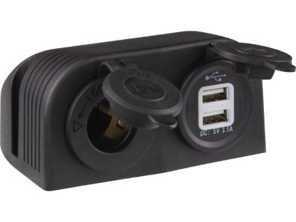 Dvojitá zásuvka s panelom 1x CL + 2x nabíjačka USB vodeodolná