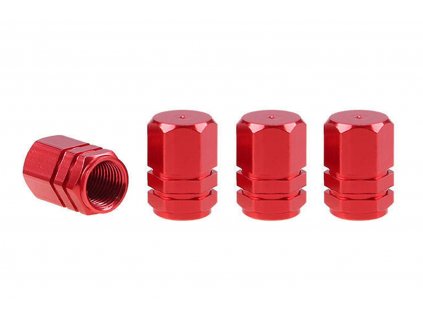 Hliníkové krytky na ventil červené 4 ks