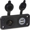dvojitá zásuvka do panelu 1x CL + 2x nabíjačka USB vodeodolná