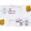 Napájací konektor XT60 samica+samec, 2-pólový s vodičmi