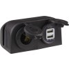 Dvojitá zásuvka s panelom 1x CL + 2x nabíjačka USB vodeodolná