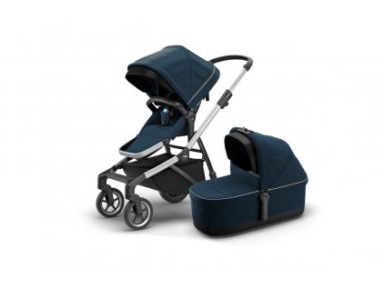 Thule Sleek + Thule Sleek Bassinet Navy Blue  Kočárek s korbičkou