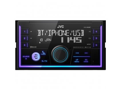JVC 2DIN autorádio bez mechaniky/Bluetooth/USB/AUX/Multicolor