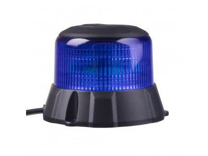 Robustní modrý LED maják, černý hliník, 48W, ECE R65