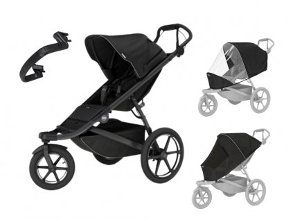 Akční set Thule Urban Glide 3 Black + moskytiéra + pláštěnka + madlo  Autorizovaný prodejce