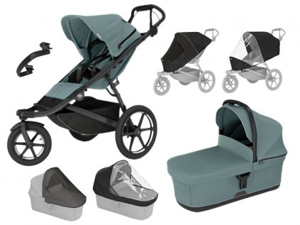 Akční set Thule Urban Glide 3 Mid-blue + korba + pláštěnka + moskytiéra + madlo + pláštěnka na korbu + moskytiéra na korbu  Autorizovaný prodejce