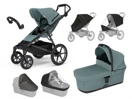 Akční set Thule Urban Glide 4-wheel Mid blue + korba + pláštěnka + moskytiéra + madlo + pláštěnka na korbu + moskytiéra na korbu  Autorizovaný prodejce