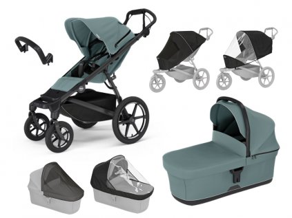 Akční set Thule Urban Glide 4-wheel s magnetickou přezkou Mid blue + korba + pláštěnka + moskytiéra + madlo + pláštěnka na korbu + moskytiéra na korbu  Autorizovaný prodejce
