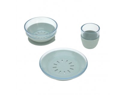 Dish Set Glass/Silicone blue