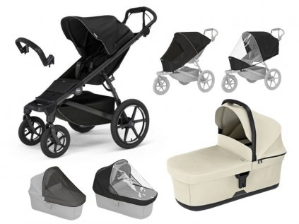 Akční set Thule Urban Glide 4-wheel Black + korba + pláštěnka + moskytiéra + madlo + pláštěnka na korbu + moskytiéra na korbu  Autorizovaný prodejce