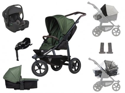 AKČNÍ SET TFK mono2 combi - air wheel olive + autosedačka Joie i-Gemm 3 + Joie i-Base Encore 360° + pláštěnka 2v1 + adaptéry na autosedačku + UV síťka 2v1