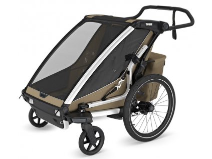 Small Thule Chariot Cross2 Double FadedKhaki StrollingKit installed 10201037