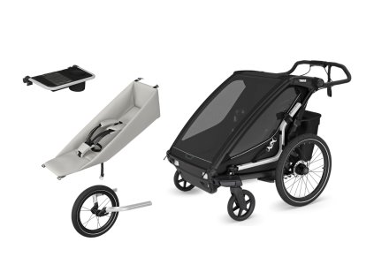 JAMAR THULE Chariot. double black+ miminkovník + organizer + jog. Kit