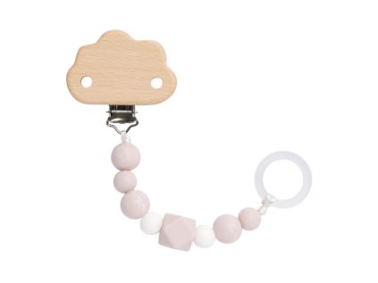 LÄSSIG Soother Holder Wood/Silicone 2024 Little Universe cloud powder pink